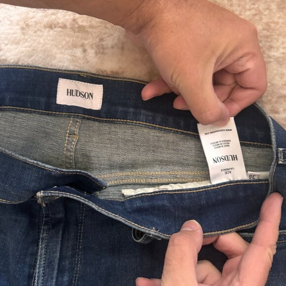 Hudson Jeans Ace Skinny Stretch Denim Blue Jeans w/ Light Distressing, 36 - Picture 5 of 6